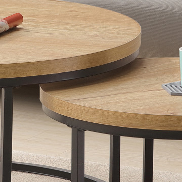 Lot de 2 tables gigognes rondes Coffee pieds métal - Le Dépôt Bailleul