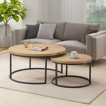 Lot de 2 tables gigognes rondes Coffee pieds métal - Le Dépôt Bailleul