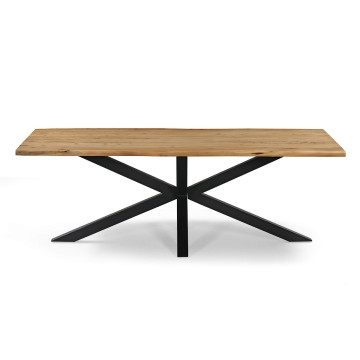Table à manger 260 x 110 cm Olivia acacia pied métal - Le Dépôt Bailleul