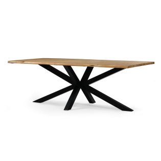 Table à manger 260 x 110 cm Olivia acacia pied métal - Le Dépôt Bailleul