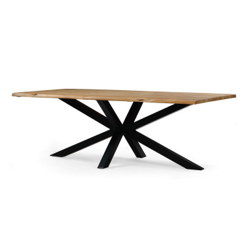 Table à manger 260 x 110 cm Olivia acacia pied métal - Le Dépôt Bailleul