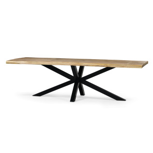 Table à manger 260 x 110 cm Théo manguier pied métal - Le Dépôt Bailleul