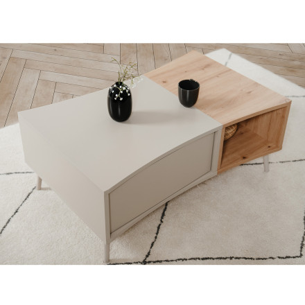 Table basse 2 portes 1 niche sable/effet bois Sinop - Le Dépôt Bailleul