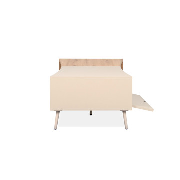 Table basse 2 portes 1 niche sable/effet bois Sinop - Le Dépôt Bailleul