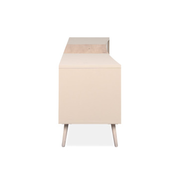 Meuble TV 2 portes 2 niches sable/effet bois Sinop - Le Dépôt Bailleul