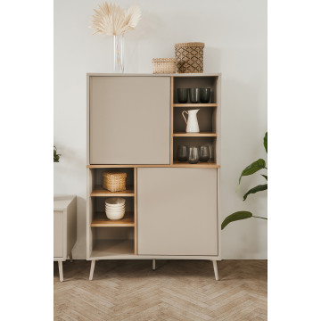 Buffet haut 2 portes 6 niches sable/effet bois Sinop - Le Dépôt Bailleul