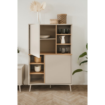 Buffet haut 2 portes 6 niches sable/effet bois Sinop - Le Dépôt Bailleul