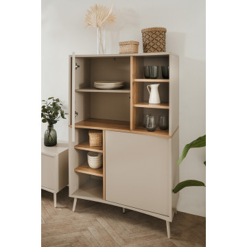 Buffet haut 2 portes 6 niches sable/effet bois Sinop - Le Dépôt Bailleul