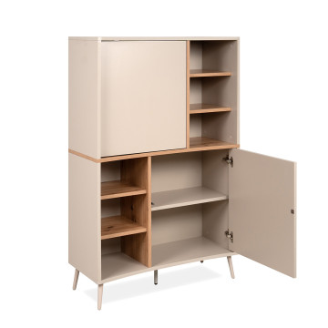 Buffet haut 2 portes 6 niches sable/effet bois Sinop - Le Dépôt Bailleul