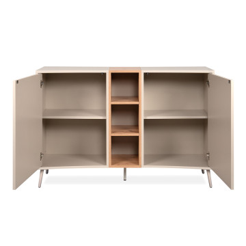 Buffet 2 portes 3 niches sable/effet bois Sinop - Le Dépôt Bailleul