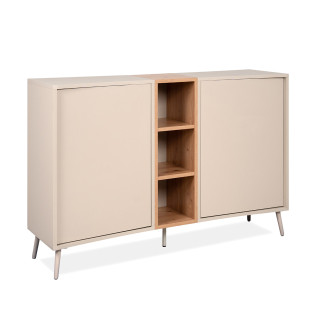Buffet 2 portes 3 niches sable/effet bois Sinop - Le Dépôt Bailleul