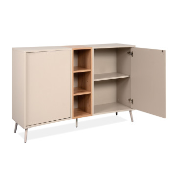 Buffet 2 portes 3 niches sable/effet bois Sinop - Le Dépôt Bailleul