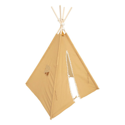 Tipi enfant ocre 160 cm avec pompons Atmosphera - Le Dépôt Bailleul.