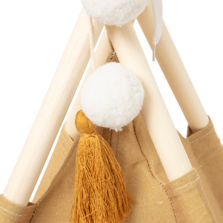 Tipi enfant ocre 160 cm avec pompons Atmosphera - Le Dépôt Bailleul.