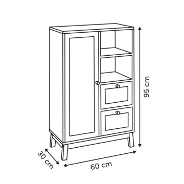 Meuble de rangement Cane 2 tiroirs 1 porte 5five - Le Dépôt Bailleul