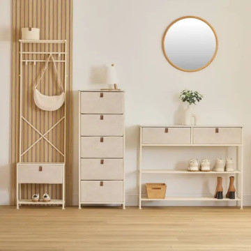 Console 2 tiroirs 2 niveaux Tissa beige 5five - Le Dépôt Bailleul