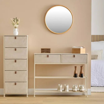 Console 2 tiroirs 2 niveaux Tissa beige 5five - Le Dépôt Bailleul