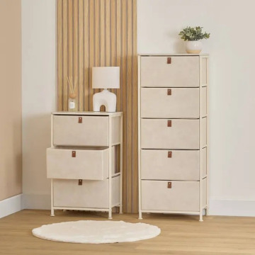 Chiffonnier 3 tiroirs Tissa beige 5five - Le Dépôt Bailleul