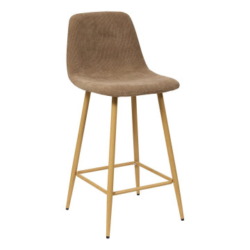 Tabouret de bar Roka taupe  pieds métal effet bois Atmosphera - Le Dépôt Bailleul