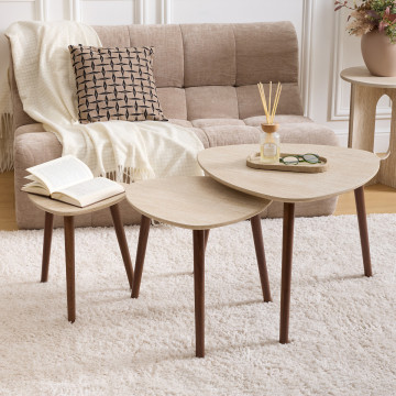 Lot de 3 tables à café Mileo effet travertin Atmosphera