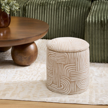 Pouf coffre D31 cm Nubo chenille beige Atmosphera - Le Dépôt Bailleul