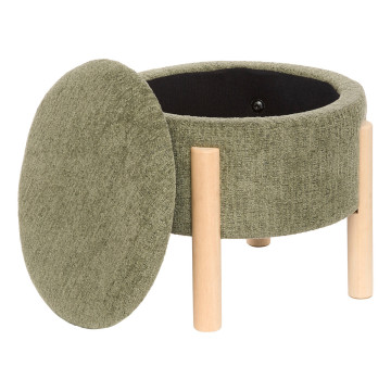 Tabouret coffre Elki D45,5 cm chenille kaki Atmosphera - Le Dépôt Bailleul