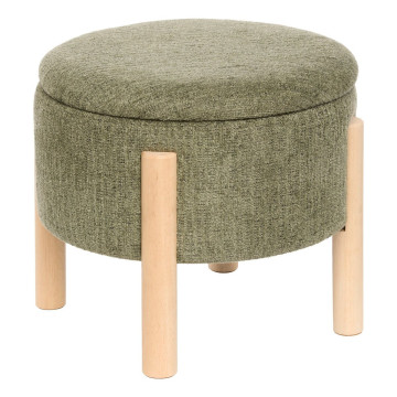 Tabouret coffre Elki D45,5 cm chenille kaki Atmosphera - Le Dépôt Bailleul