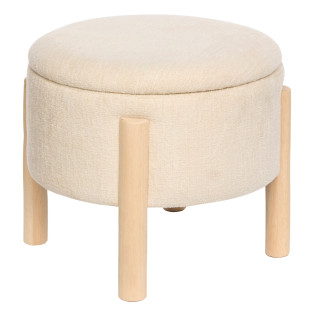 Tabouret coffre Elki D45,5 cm chenille beige Atmosphera - Le Dépôt Bailleul