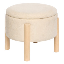 Tabouret coffre Elki D45,5 cm chenille beige Atmosphera - Le Dépôt Bailleul