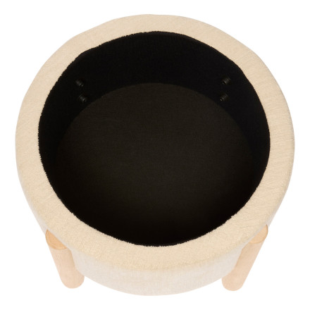 Tabouret coffre Elki D45,5 cm chenille beige Atmosphera - Le Dépôt Bailleul