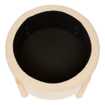 Tabouret coffre Elki D45,5 cm chenille beige Atmosphera - Le Dépôt Bailleul