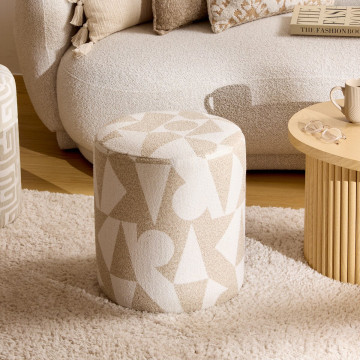 Pouf D36 cm Delor Arty blanc Atmosphera - Le Dépôt Bailleul