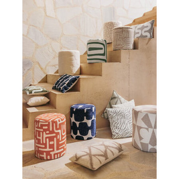 Pouf D36 cm Delor Arty blanc Atmosphera - Le Dépôt Bailleul