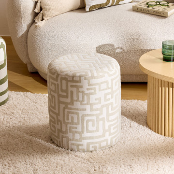 Pouf D36 cm Delor Moderniste blanc Atmosphera - Le Dépôt Bailleul