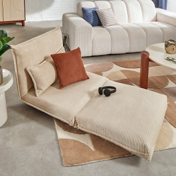 Chauffeuse dépliable Elois côtelé ivoire Atmosphera - Le Dépôt Bailleul