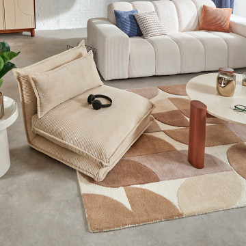 Chauffeuse dépliable Elois côtelé ivoire Atmosphera - Le Dépôt Bailleul