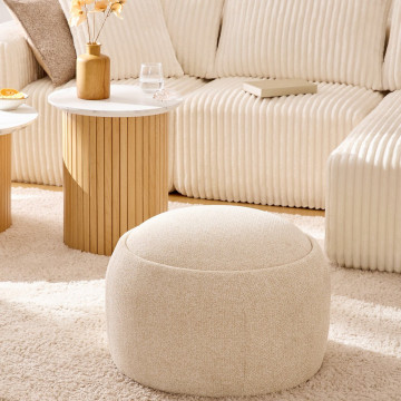 Pouf coffre Elior 60 cm bouclette beige Atmosphera - Le Dépôt Bailleul