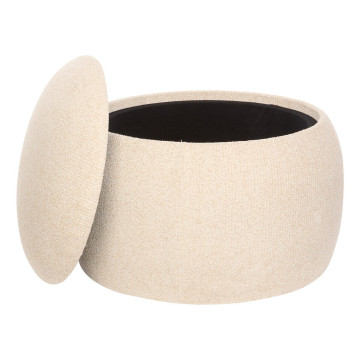 Pouf coffre Elior 60 cm bouclette beige Atmosphera - Le Dépôt Bailleul