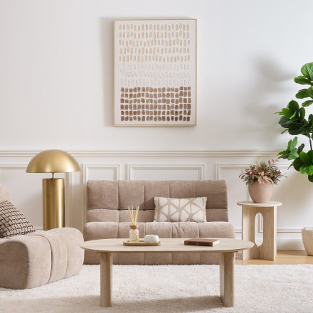 Table à café D40 Anaya beige effet travertin Atmosphera - Le Dépôt Bailleul