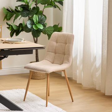 Chaise tissu Sirac lin pieds métal effet bois Atmosphera - Le Dépôt Bailleul