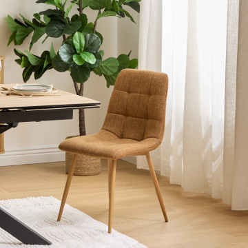 Chaise tissu Sirac cannelle pieds métal effet bois Atmosphera - Le Dépôt Bailleul