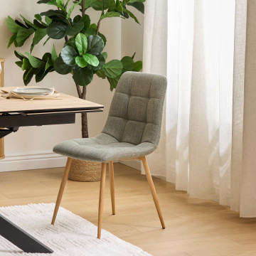 Chaise tissu Sirac tilleul pieds métal effet bois Atmosphera - Le Dépôt Bailleul