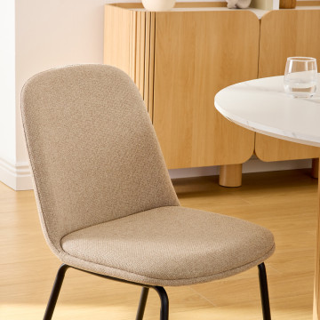 Chaise Neora tissu beige pieds métal noir Atmosphera - Le Dépôt Bailleul