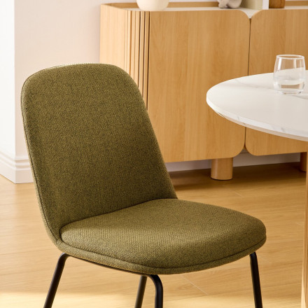 Chaise Neora tissu vert cèdre pieds métal noir Atmosphera - Le Dépôt Bailleul