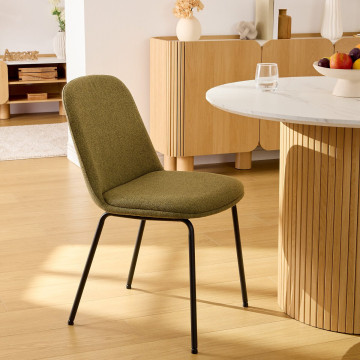 Chaise Neora tissu vert cèdre pieds métal noir Atmosphera - Le Dépôt Bailleul