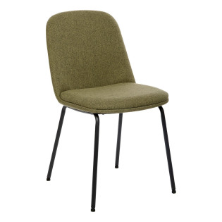 Chaise Neora tissu vert cèdre pieds métal noir Atmosphera - Le Dépôt Bailleul