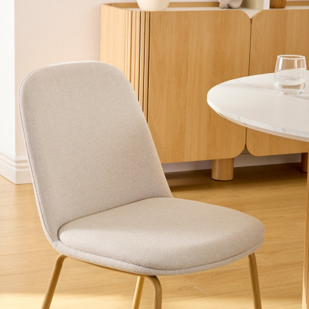 Chaise Neora tissu ivoire pieds métal effet bois Atmosphera - Le Dépôt Bailleul