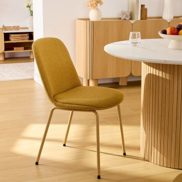 Chaise Neora tissu ocre pieds métal effet bois Atmosphera - Le Dépôt Bailleul
