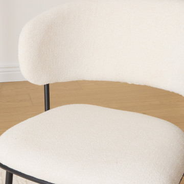 Chaise Alba chenille ivoire pieds métal noir Atmosphera - Le Dépôt Bailleul