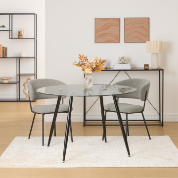 Chaise Alba chenille taupe pieds métal noir Atmosphera - Le Dépôt Bailleul